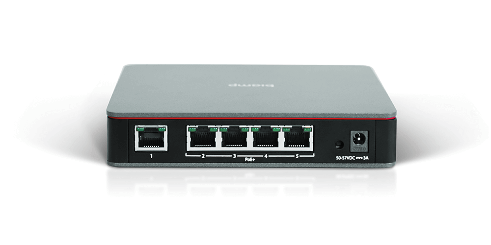 Biamp tesiraconnect(tc-5), switch de 5 puertos de ethernet gigabit con protocolo avb